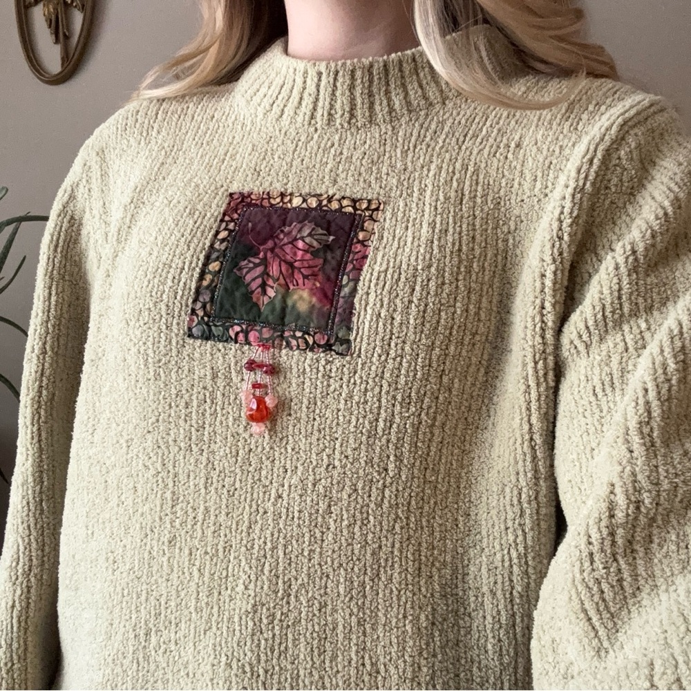 Savannah Grandmacore Cozy Knit Sweater with Embroidered Patch - Picture 7 of 8